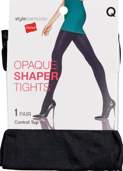 Style Essentials by Hanes Opaque Shaper Tights, Black