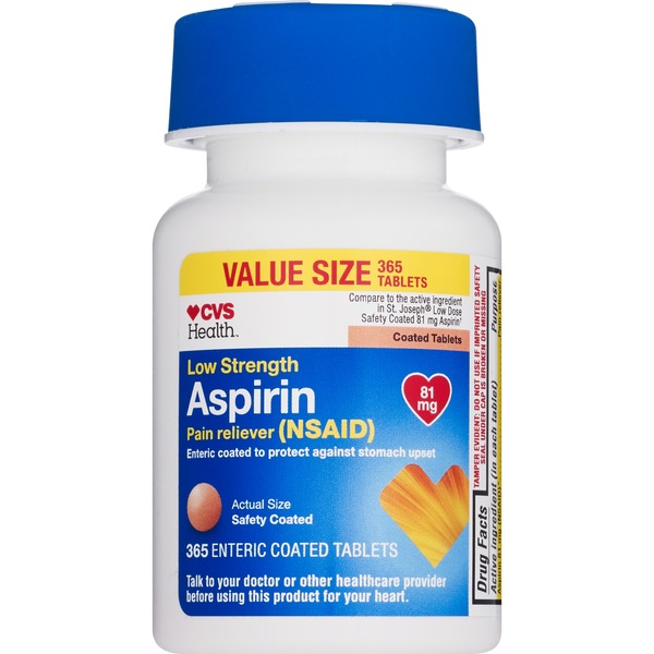 CVS Health Low Strength Aspirin 81 MG Enteric Coated Tablets