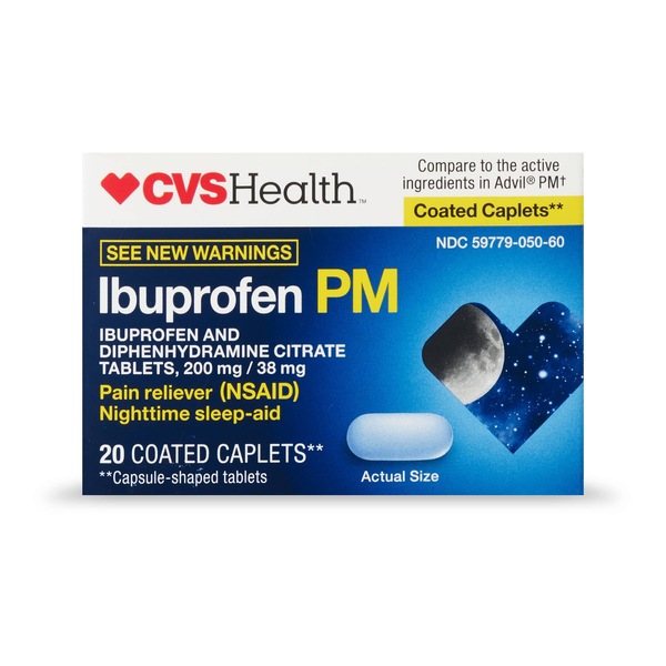 CVS Health Ibuprofen PM Pain Reliever & Nighttime Sleep-Aid Coated Caplets