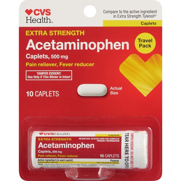 CVS Health Extra Strength - Tabletas para alivio del dolor, 500 mg 10 u.