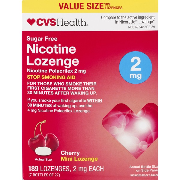 CVS Health Nicotine Polacrilex Lozenges 2mg, 168CT, Cherry