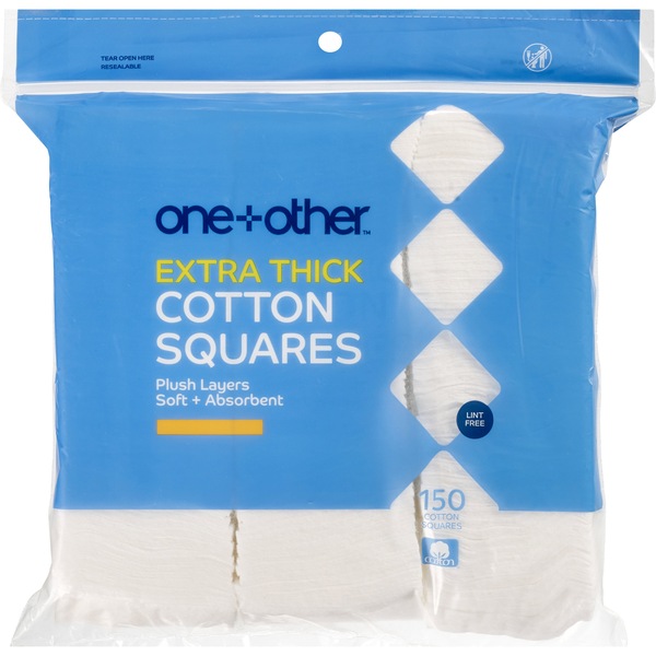 one+other Extra Thick Premium Cotton Squares, 150CT