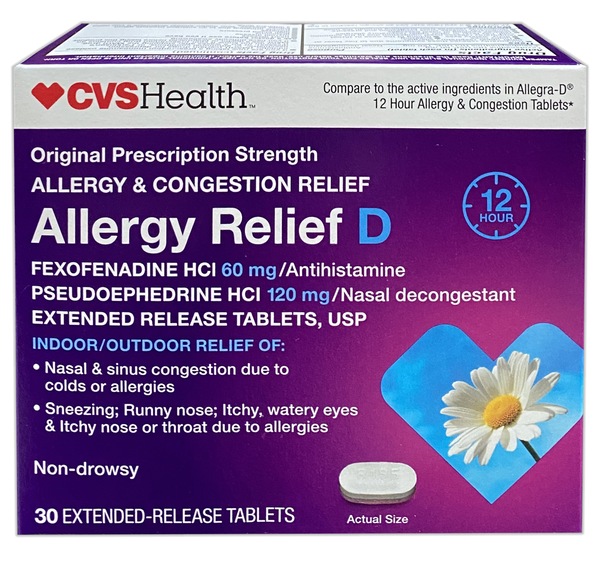 CVS Health Allergy Relief-D Extended-Release Tablets, Non-Drowsy