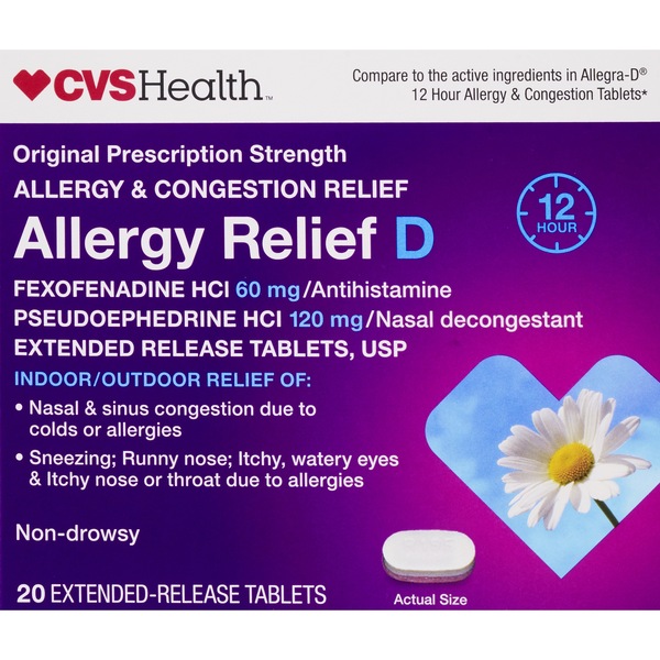 CVS Health Allergy Relief-D Extended-Release Tablets, Non-Drowsy