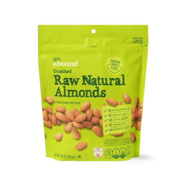 Gold Emblem Abound Unsalted Raw Natural Almonds, 16 oz