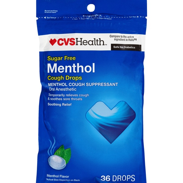 CVS Health - Caramelos para la tos, sin azúcar, Menthol