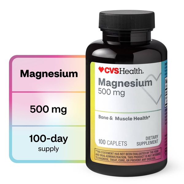 CVS Health - Magnesio en cápsulas, 500 mg, 100 u.