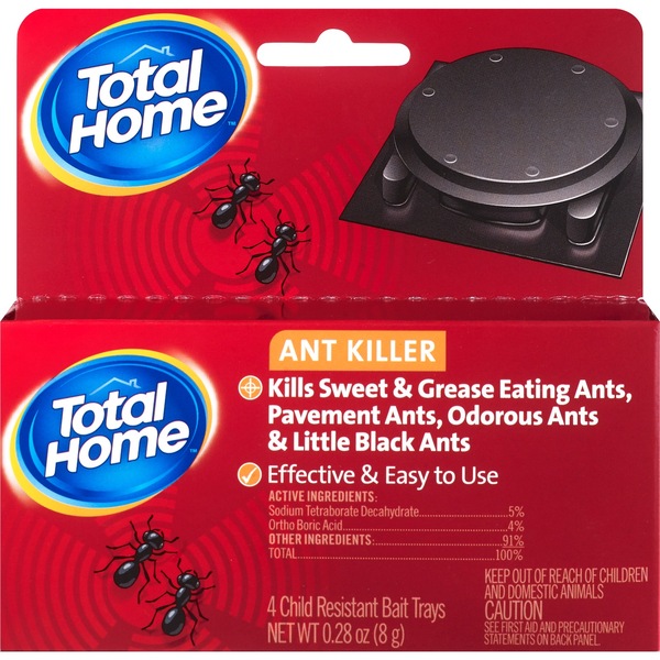 Total Home Ant Killer Child Resistant Bait Trays, 4 ct