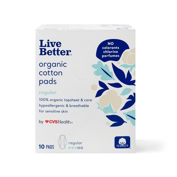 CVS Live Better Organic Cotton Pads, Regular
