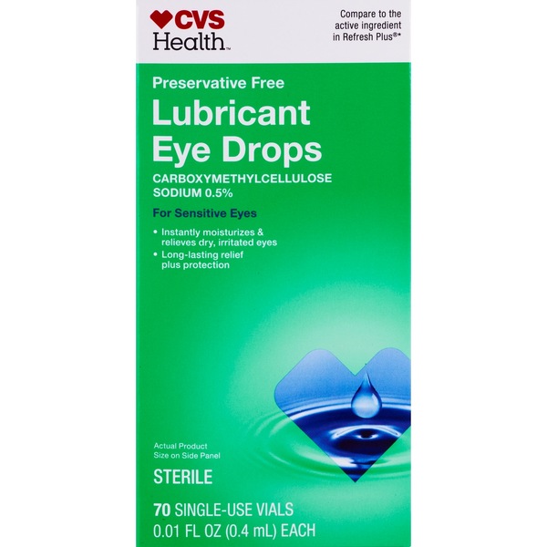 CVS Health - Gotas lubricantes para ojos, sin conservantes, 70 u.