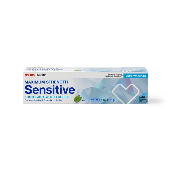 CVS Health Sensitive Extra Whitening Fluoride Toothpaste, Mint, 4 OZ