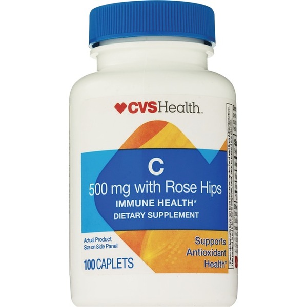 CVS Health Vitamin C with Rose Hips Caplets, 100 CT