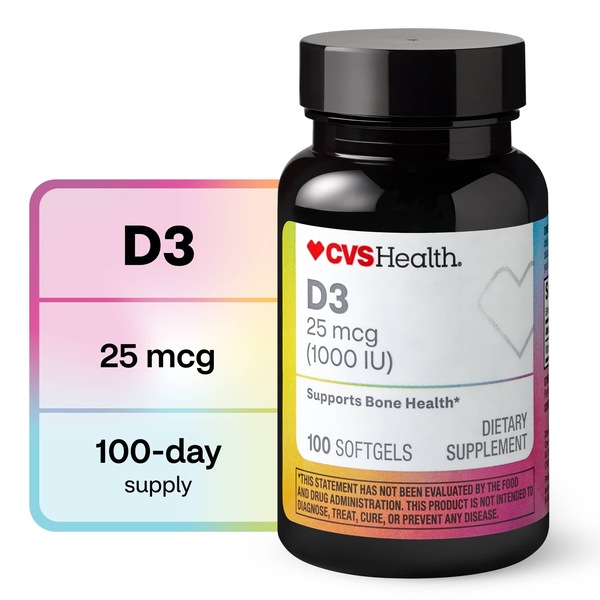 CVS Health Vitamin D3 1000IU Softgels