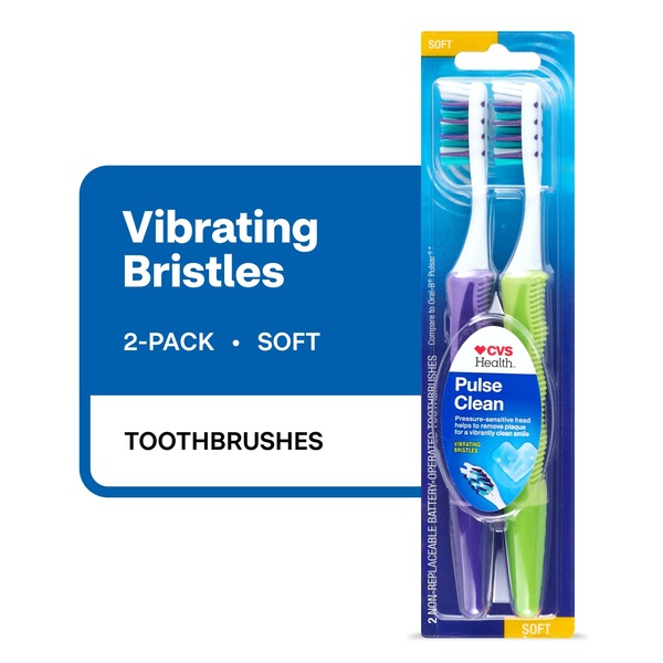 CVS Health Pulse Clean Toothbrush, Soft Bristle, 2 CT