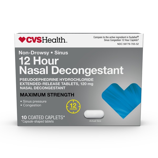 CVS Health 12HR Non Drowsy, Maxium Strength Nasal Decongestant