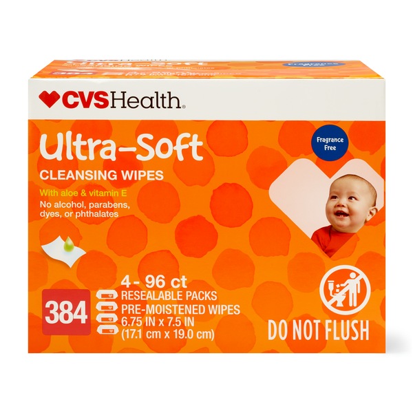 CVS Health Ultra-Soft Cleansing Wipes, 96 CT, 4 PK