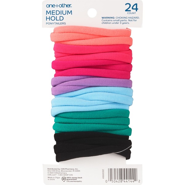 one + other Medium Hold Ponytailers, Assorted Colors, 24 CT