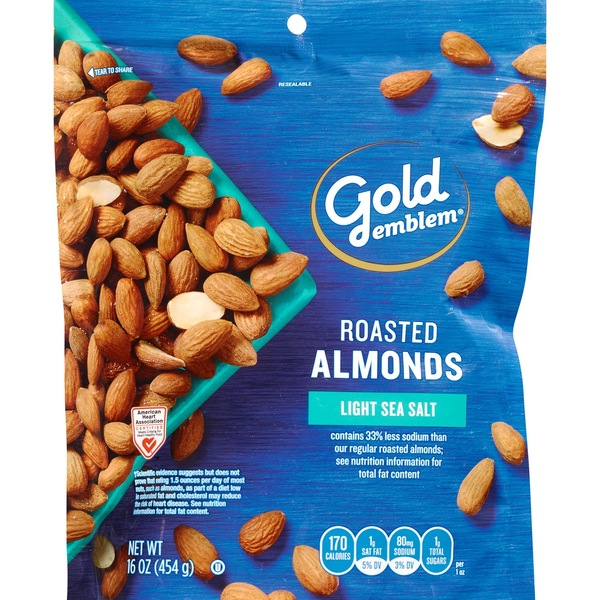 Gold Emblem Light Sea Salt Roasted Almonds, 16 oz
