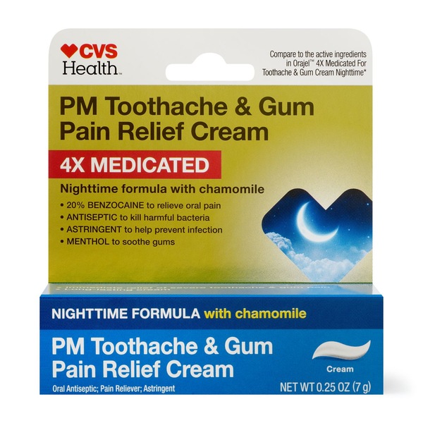 CVS Health PM Toothache & Gum Pain Relief Nighttime Cream, 0.25 OZ