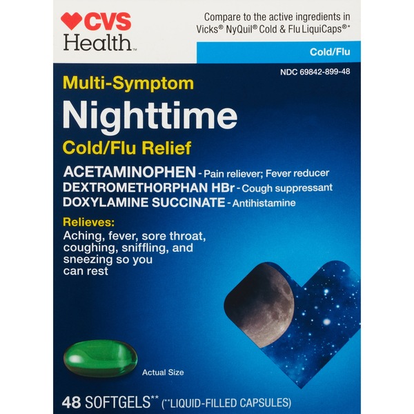 CVS Health - Cápsulas blandas para el alivio del resfriado/gripe, múltiples síntomas, para uso nocturno
