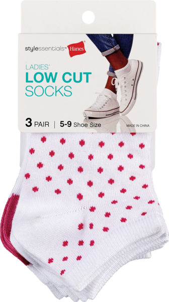 Style Essentials by Hanes Ladies' Low Cut Socks 3 Pairs, Size 5-9