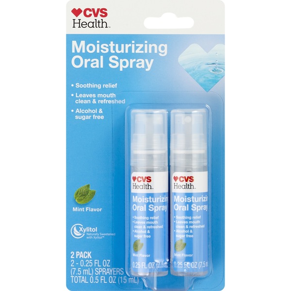 CVS Health Moisturizing Oral Spray, Mint, 0.25 OZ, 2 CT