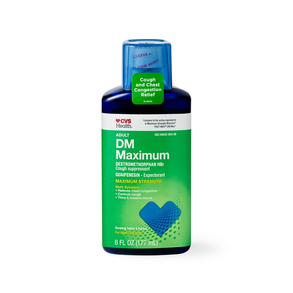 CVS Health Maximum Strength Adult DM Maximum Cough Suppressant Liquid, 6 OZ