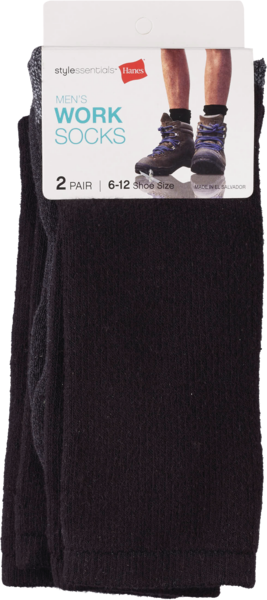 Style Essentials Mens Outdoor Crew Socks, Size 6-12 Black