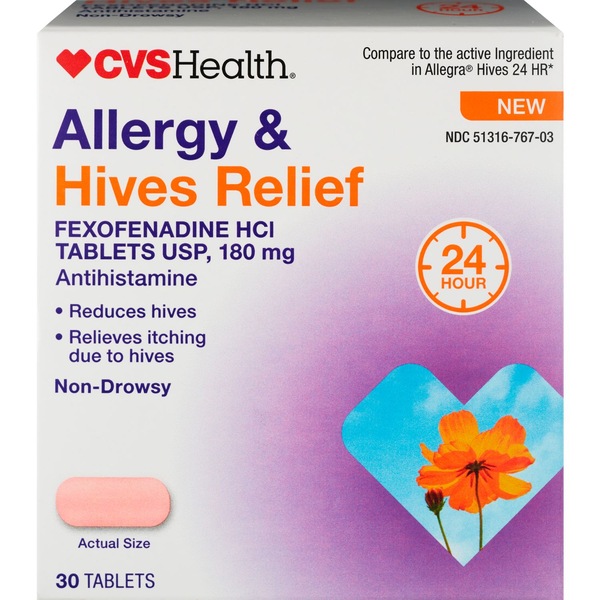 CVS Health Allergy & Hives Relief Tablets, 30 CT