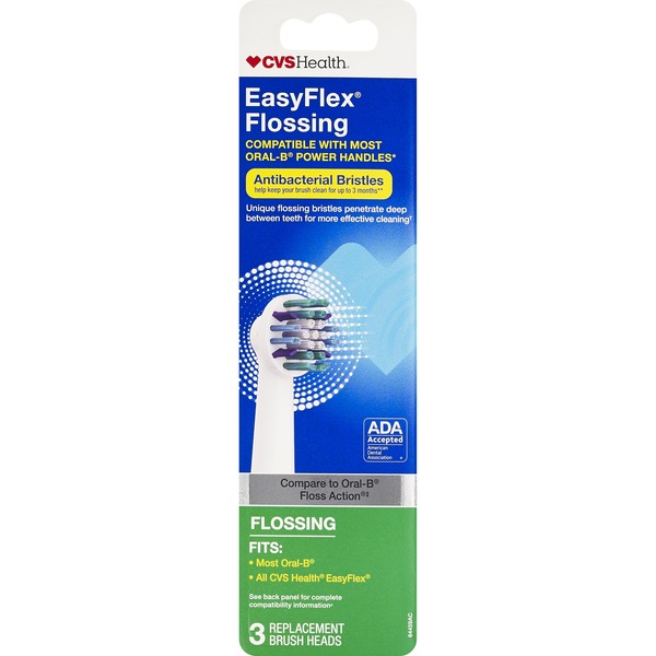 CVS Health EasyFlex Flossing Antibacterial Replacement Brush Heads, 3 CT