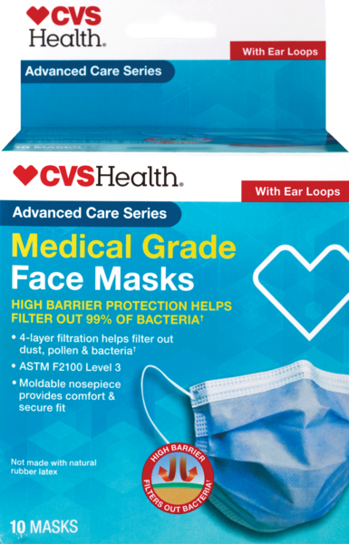 CVS Health Advanced Care Medical Grade Face Masks, 10 CT