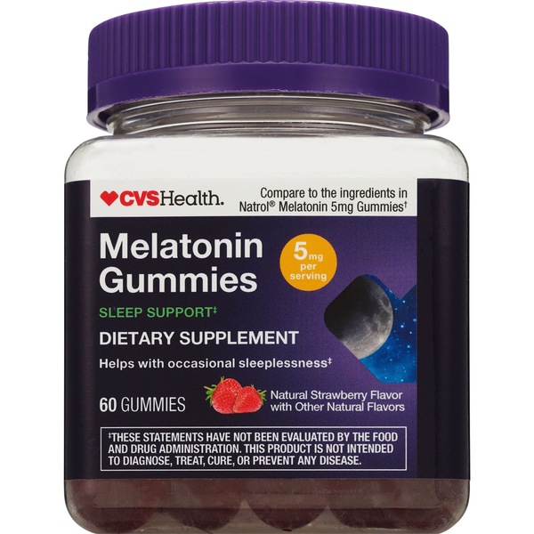 CVS Health Melatonin Gummies 5mg, Strawberry, 60 CT