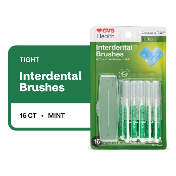 CVS Health Tight Spaces Interdental Brushes, Mint, 16 CT