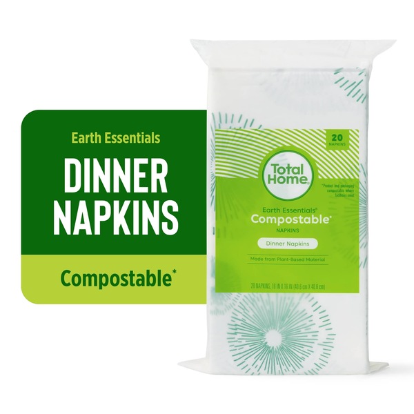 Total Home Earth Essentials Compostable Napkins, 20 ct