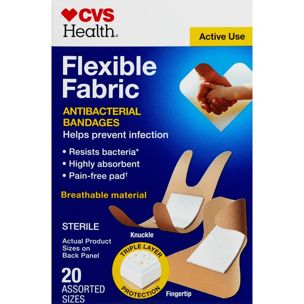 CVS Health - Banditas antibacterianas de tela flexible, varios tamaños