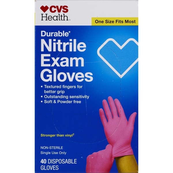CVS Health Durable Nitrile Exam Gloves, One Size