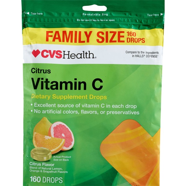 CVS Health Citrus Vitamin C Drops, Family Size, 160 CT