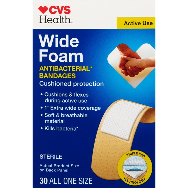 CVS Health Wide Foam Antibacterial Bandages