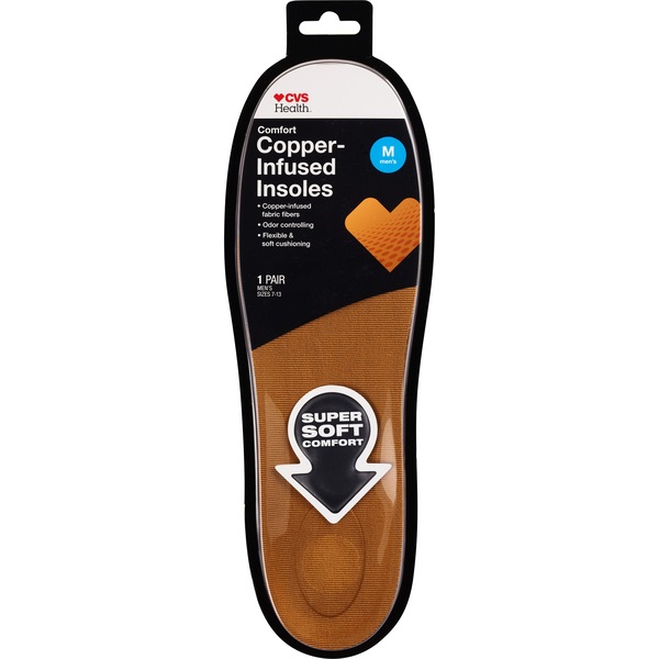 CVS Health Men's Copper Foam Insoles, Sizes 7-13, 1 Pair
