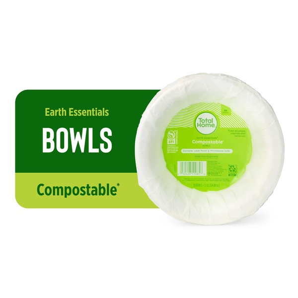 Total Home Earth Essentials Compostable Bowl, 20 ct, 12 oz
