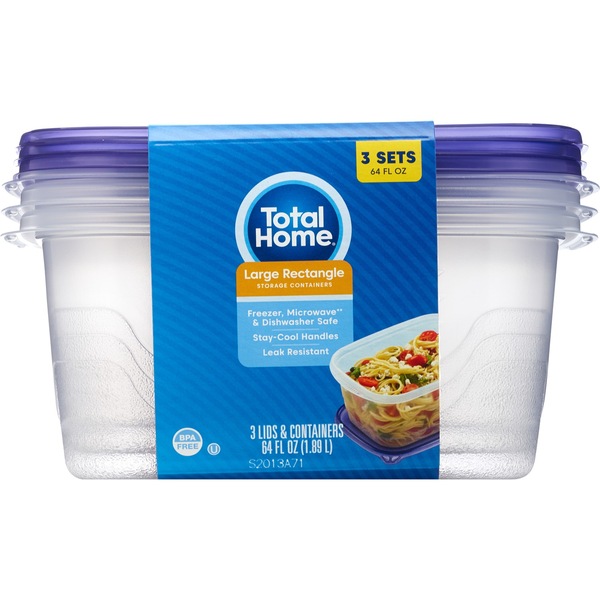Total Home Deep Dish Storage Containers, 3CT