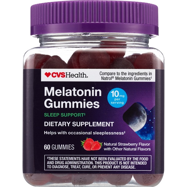 CVS Health Melatonin Gummies, Strawberry, 10mg, 60 CT