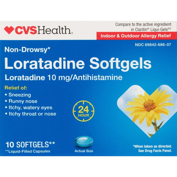 CVS Health - Loratadina en cápsulas blandas, no produce somnolencia, 24 horas