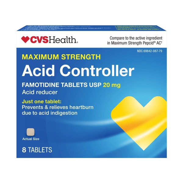 CVS Health Maximum Strength Acid Controller Tablets, 8 CT