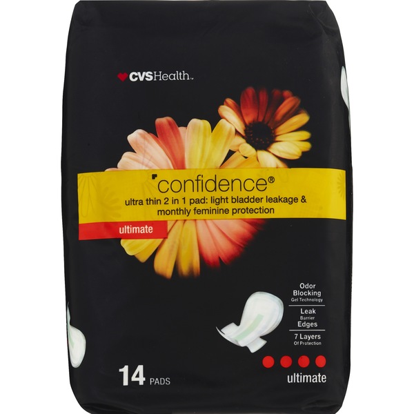 CVS Health Confidence Ultra Thin Pads, Ultimate, 14CT