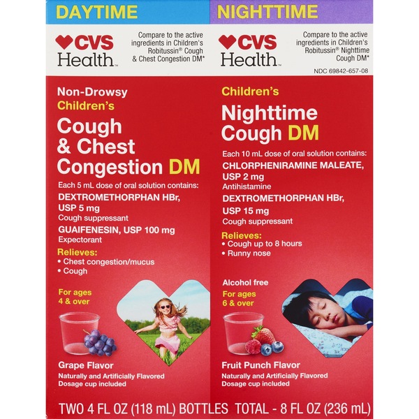 CVS Health Children's Day + Nighttime Cough & Chest Congestion DM Liquid Combo Pack, 2 4 OZ bottles