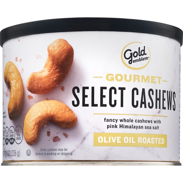 Gold Emblem Gourmet Select Cashews, Olive Oil Roasted, 8 oz