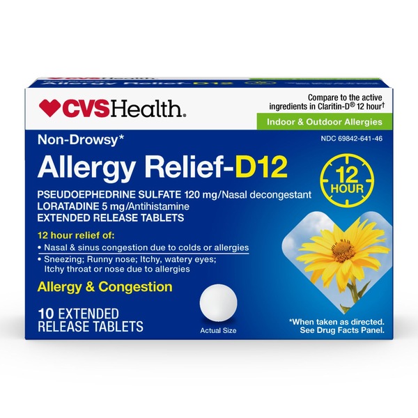CVS Health Allergy Relief-D12 Extended Release Tablets, Non-Drowsy