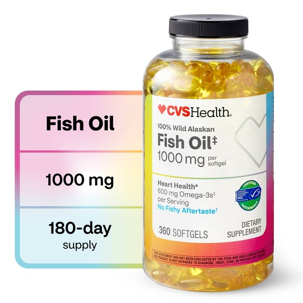 CVS Health 100% Wild Alaskan 1000 MG Fish Oil Softgels