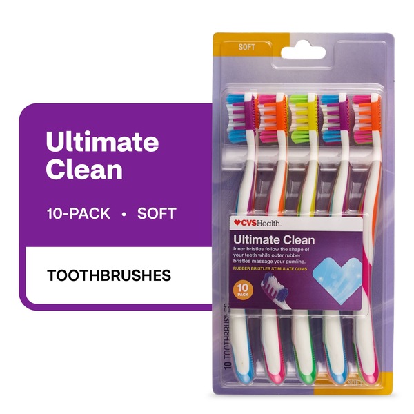 CVS Health Ultimate Clean Toothbrushes, Soft Bristle, 10 CT